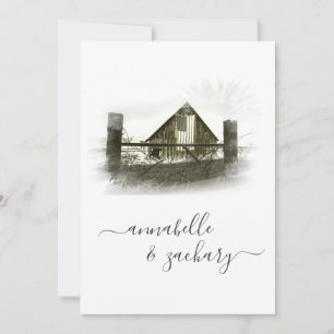 *~* RSVP QR Barn American Flag AR19 Wedding  Invitation
