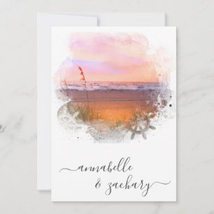 ** RSVP - QR Beach Sea Ocean AR7 Wedding Invitation