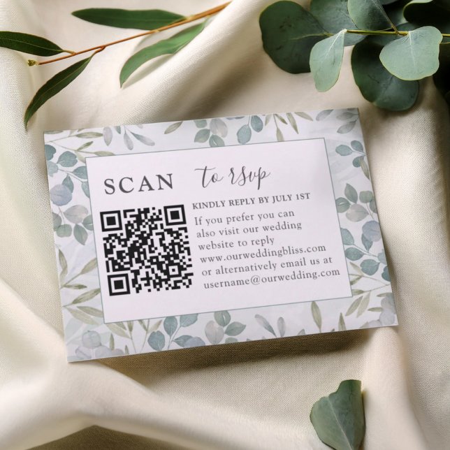 RSVP QR Code Eucalyptus Greenery Wedding (Creator Uploaded)