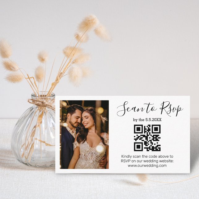  rsvp qr code minimalist chic wedding photo   enclosure card (Creator Uploaded)