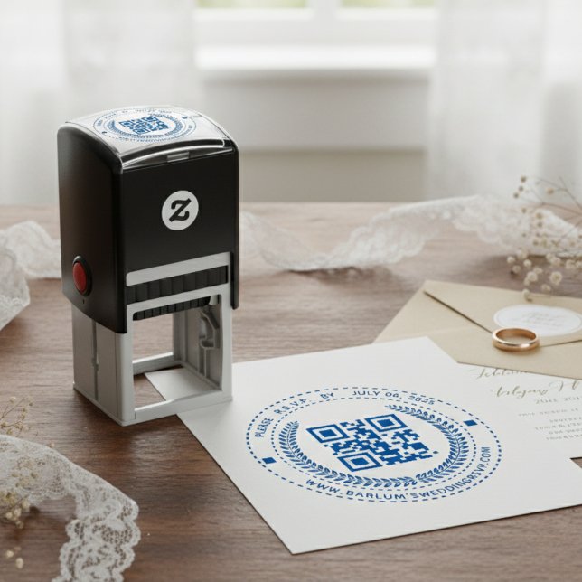 RSVP QR Code Web Address Self-Inking Stamp (RSVP QR Code Web Address Self-Inking Stamp)