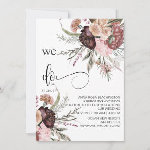 *~* RSVP QR Floral Maroon Rose AR15 WEDDING Invitation