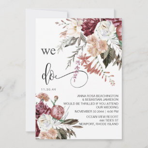 *~* RSVP QR Floral MERLOT Rose AR15 WEDDING Invitation