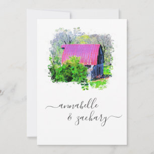 *~* RSVP QR Old Barn Country Rustic AR19 Wedding Invitation