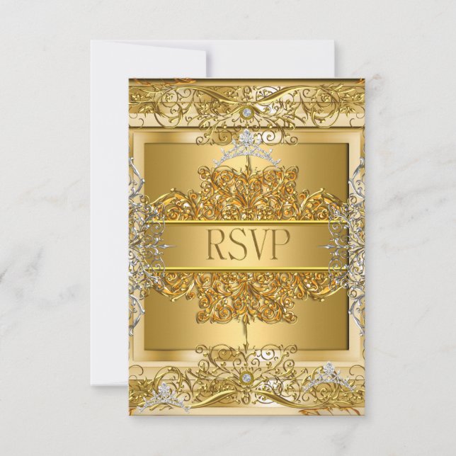 RSVP Quinceañera 15th Birthday Gold (Front)