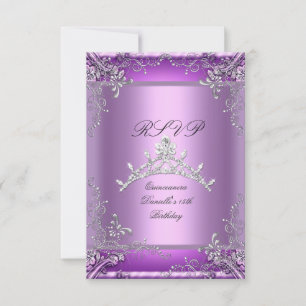 RSVP Quinceanera 15th Birthday Party Purple