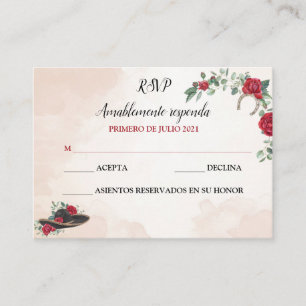 RSVP QUINCEANERA Mariachi Charra Watercolor  Business Card