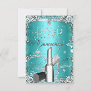 RSVP Quinceanera Party Teal Tiara Lipstick Shoe