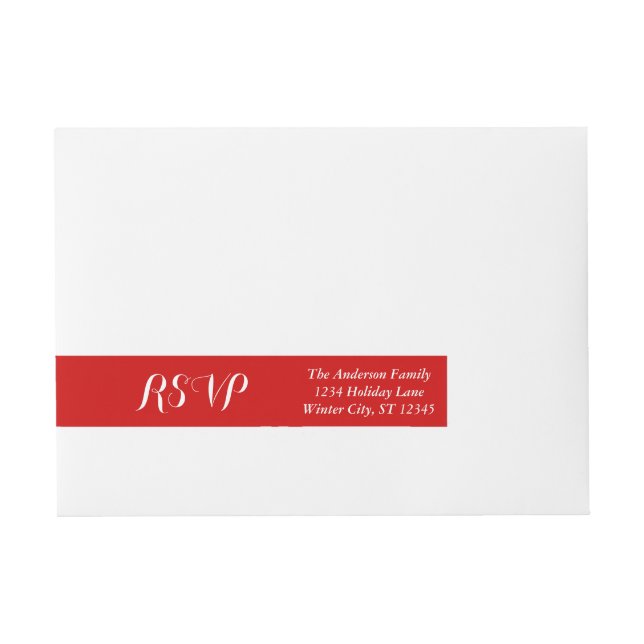 RSVP Red or any Custom Colour Wraparound Address Label (Front)