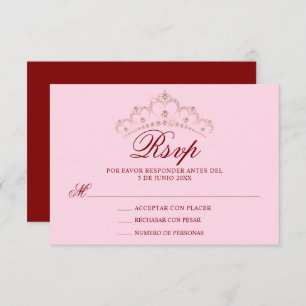 RSVP Red Pink Spanish Quinceañera Quince