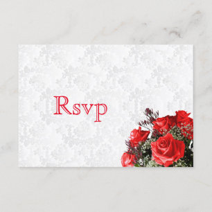 RSVP  Red Rose Floral Wedding Card