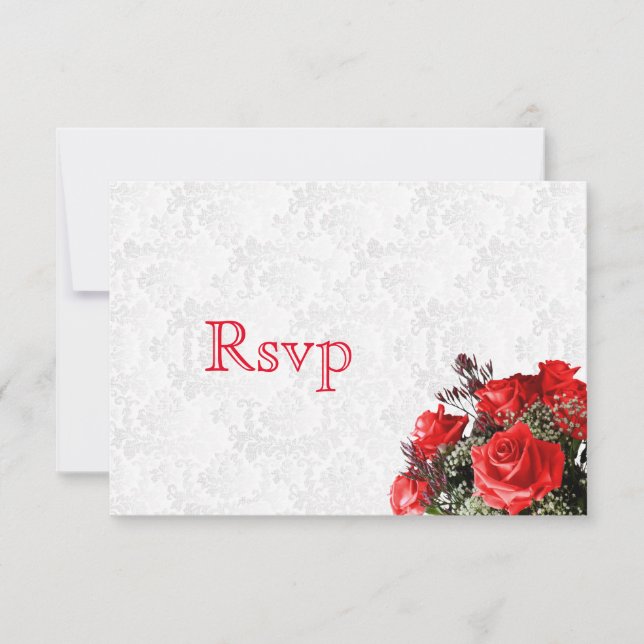 RSVP  Red Rose Floral Wedding Card (Front)