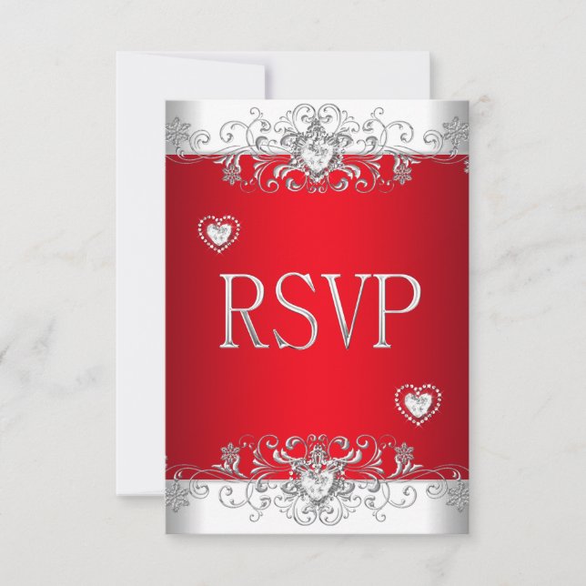 RSVP red Silver White Diamond Hearts (Front)