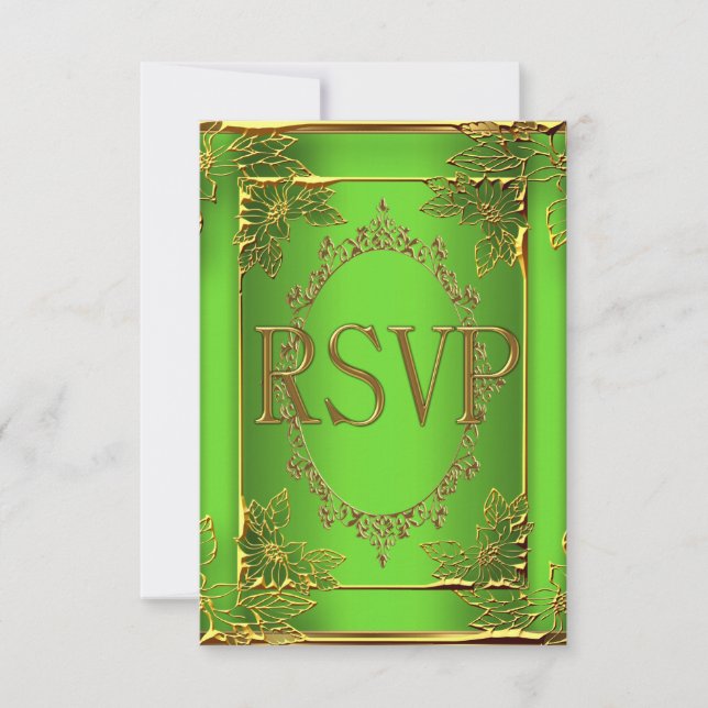 RSVP Reply Birthday Party Lime Gold (Front)