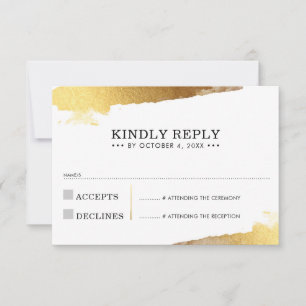 RSVP REPLY CARD modern luxe gold gilded edges