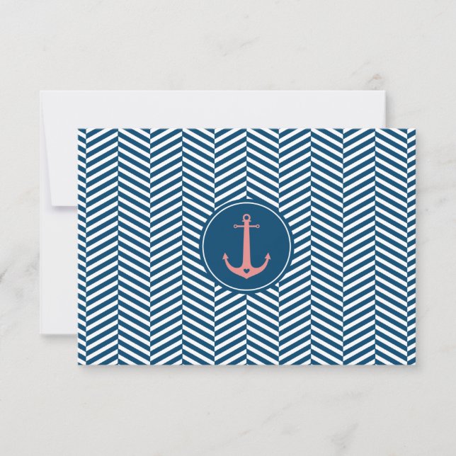 RSVP REPLY CARD monogram modern nautical anchor (Front)