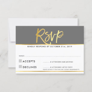 RSVP REPLY modern grey grey marble gold writing