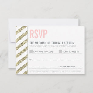 RSVP REPLY modern old gold glitter simple stripe