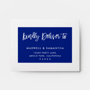 RSVP REPLY modern return address blue watercolor Envelope