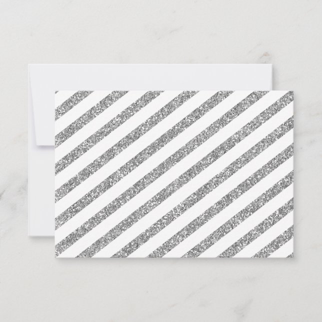 RSVP REPLY modern silver glitter simple stripe (Front)
