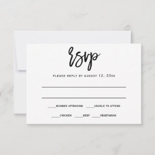 RSVP / Reply Postcard Brush Calligraphy (Black)