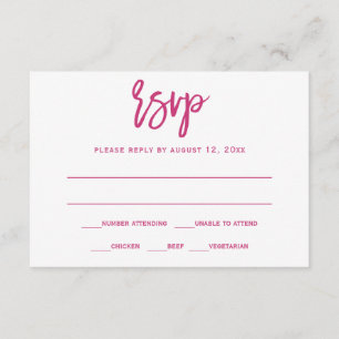 RSVP / Reply Postcard   Brush Calligraphy-Magenta