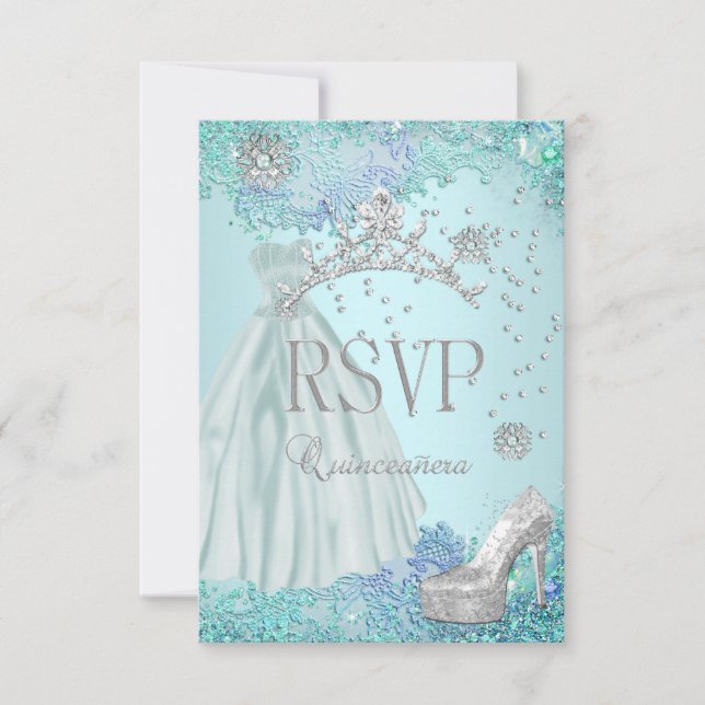 RSVP Reply Quinceanera Soft Teal Tiara Dress Shoe (Front)