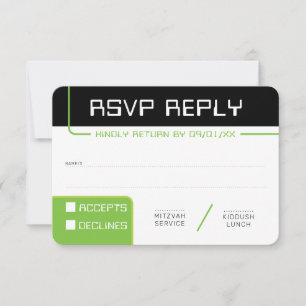 RSVP REPLY RESPONSE 1 modern gamer black green Invitation