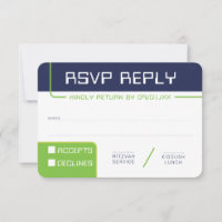 RSVP REPLY RESPONSE 1 modern gamer navy neon green