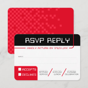 RSVP REPLY RESPONSE 2 modern gamer black red Invitation