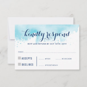 RSVP REPLY RESPONSE blue watercolor adult meals