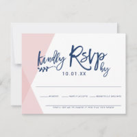 RSVP REPLY RESPONSE CARD stylish pale pink overlap