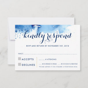 RSVP REPLY RESPONSE classy navy blue watercolor