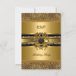 RSVP Reply Response Elegant Leopard Gold Black