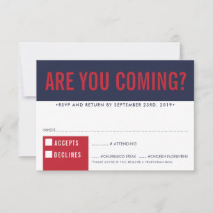 RSVP REPLY RESPONSE fun bold block navy dark red