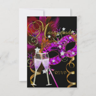 RSVP Reply Response Masks black Gold Pink 2