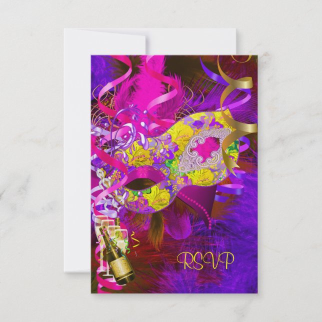 RSVP Reply Response Masks Champagne Yellow (Front)