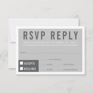 RSVP REPLY RESPONSE modern block minimalist gray