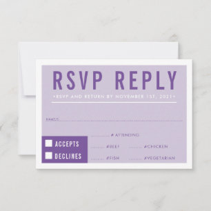 RSVP REPLY RESPONSE modern block violet purple