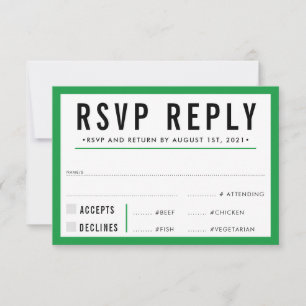 RSVP REPLY RESPONSE modern bold kelly green