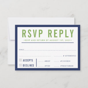 RSVP REPLY RESPONSE modern bold navy blue green