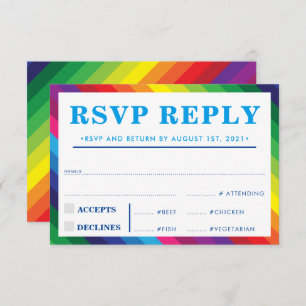 RSVP REPLY RESPONSE modern colourful rainbow strip