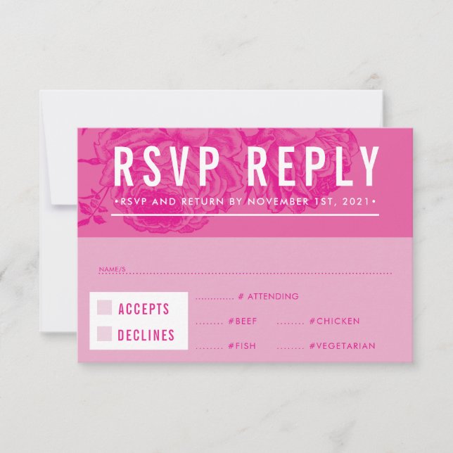 RSVP REPLY RESPONSE modern elegant floral pink (Front)