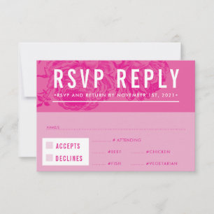 RSVP REPLY RESPONSE modern elegant floral pink