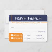RSVP REPLY RESPONSE modern gaming navy blue orange