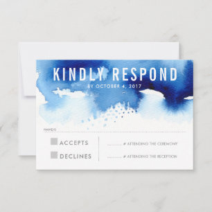 RSVP REPLY RESPONSE modern watercolor splash blue