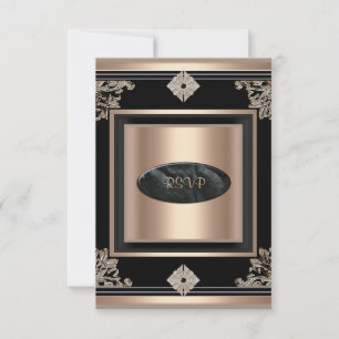 RSVP Reply Response Party Art Deco Black Coffee