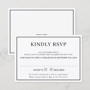 RSVP REPLY RESPONSE simple minimal border black Invitation