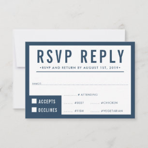 RSVP REPLY RESPONSE simple modern block navy blue
