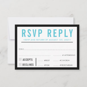 RSVP REPLY RESPONSE simple modern bold black aqua